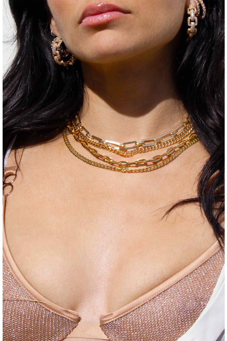 Rectangle Chain Necklace, Alternate, color, GOLD