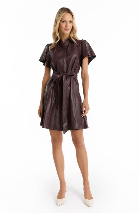 Devin Leather Ruffle Dress