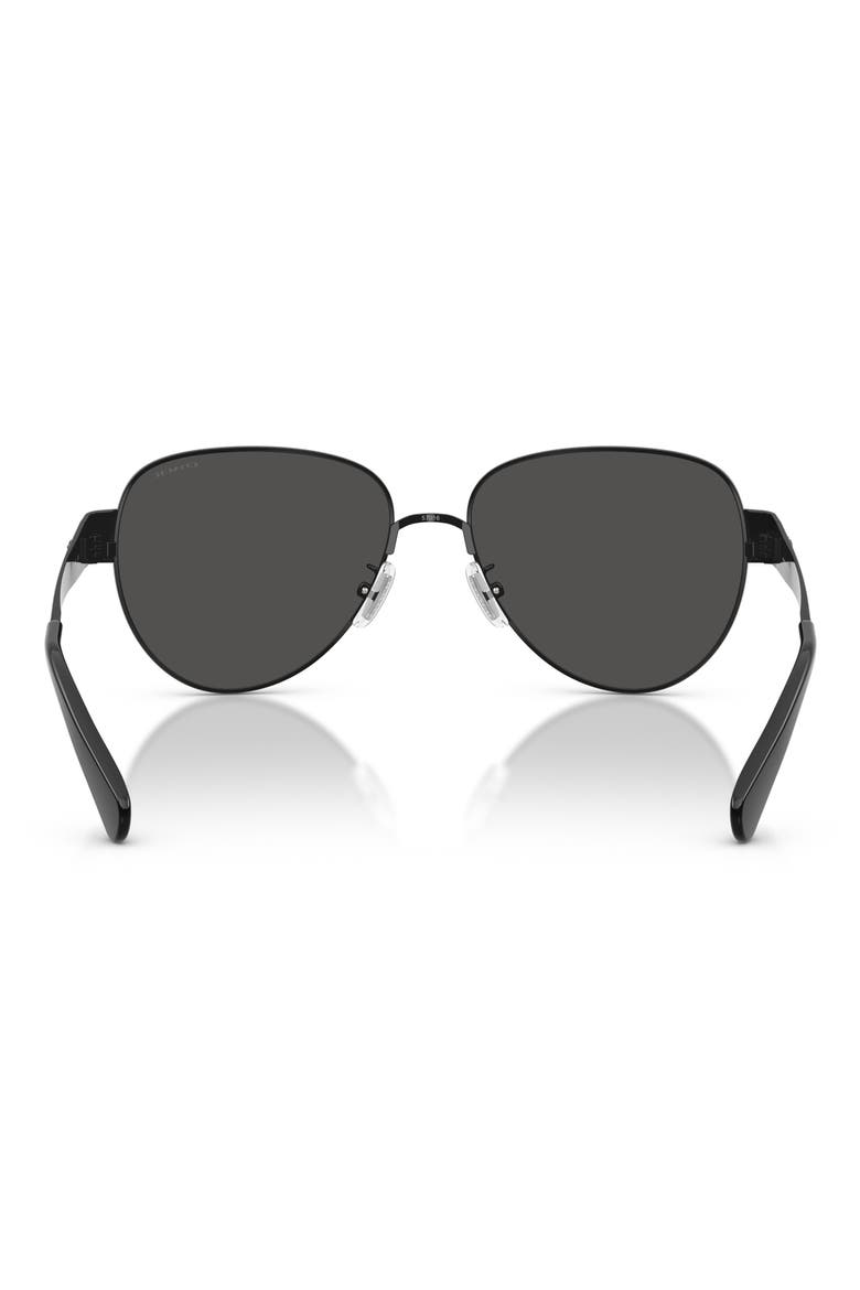 57mm Pilot Sunglasses, Alternate, color, SHINY BLACK / GREY SOLID