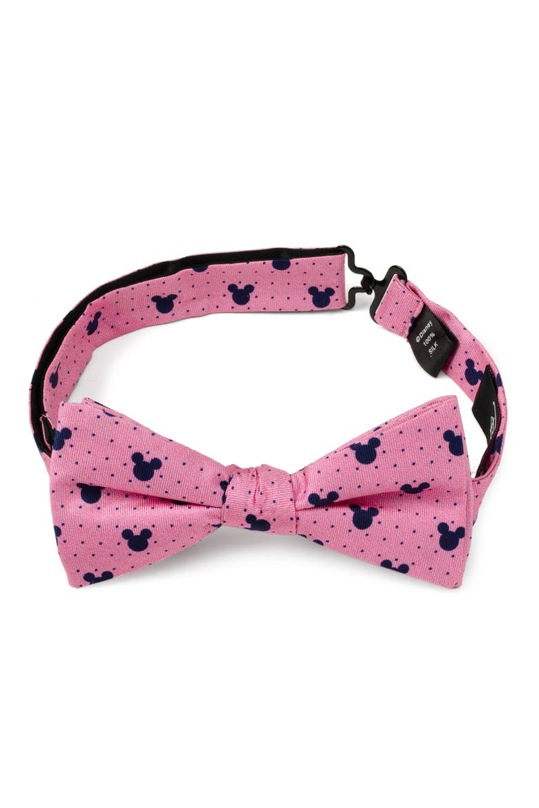 Mickey Mouse Polka Dot Silk Bow Tie, Main, color, PINK