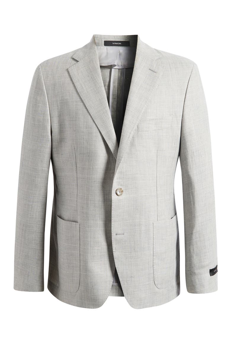 Icon Relaxed Fit Grey & Tan Glen Check Wool & Linen Sport Coat, Main, color, LIGHT GREY/ WHITE