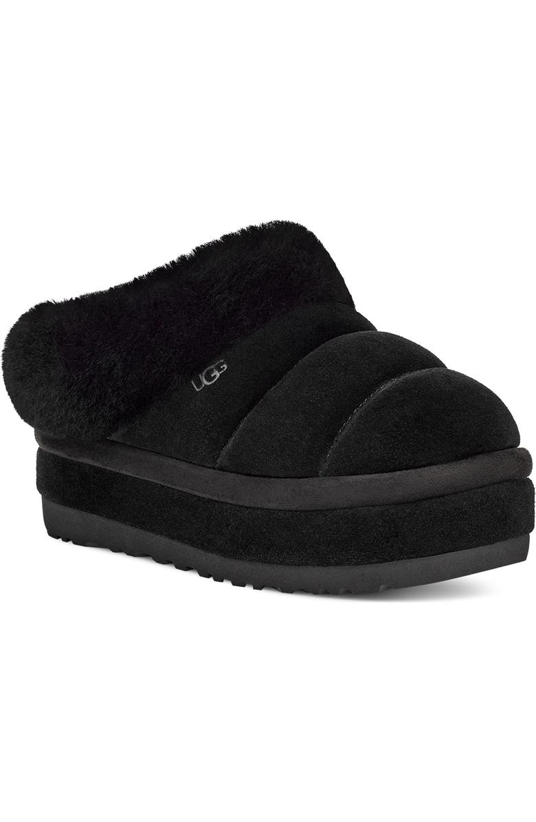 UGG<sup>®</sup> Tazzlita Genuine Shearling Trim Platform Slipper, Main, color, Blk