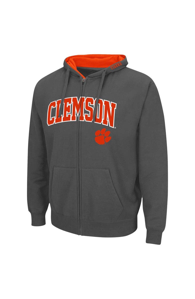 COLOSSEUM Men's Colosseum Charcoal Clemson Tigers Arch & Logo 3.0 Full-Zip Hoodie, Alternate, color, Charcoal
