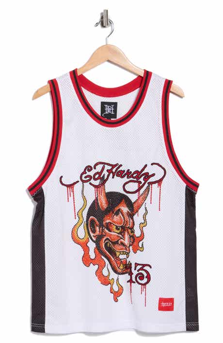 Ed Hardy Rhinestone Devil Head Mesh Jersey