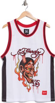 Ed Hardy Rhinestone Devil Head Mesh Jersey