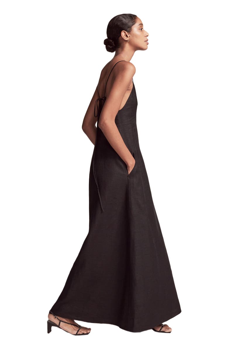 Another Tomorrow SEAMED SLIP DRESS, Alternate, color, Black