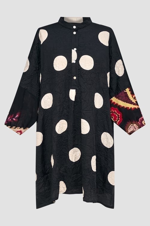 ALEMBIKA ALEMBIKA POLKA DOTS MIXED PRINT TUNIC WITH MANDARIN COLLAR