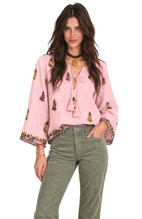 Linen Hand Embroidered Top