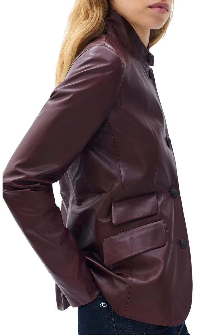 Slade Leather Blazer, Alternate, color, BURGUNDY