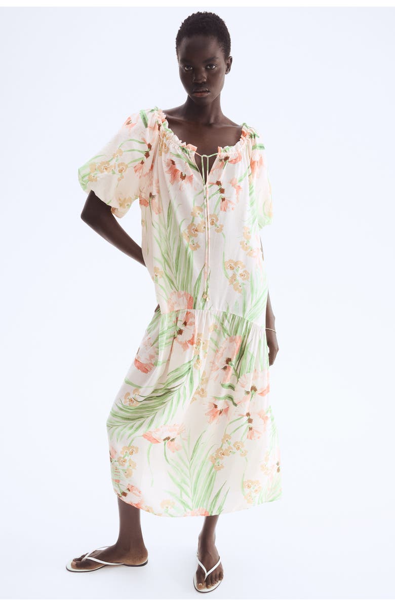 H&M Drawstring-detail Dress, Alternate, color, Light Pink/Floral