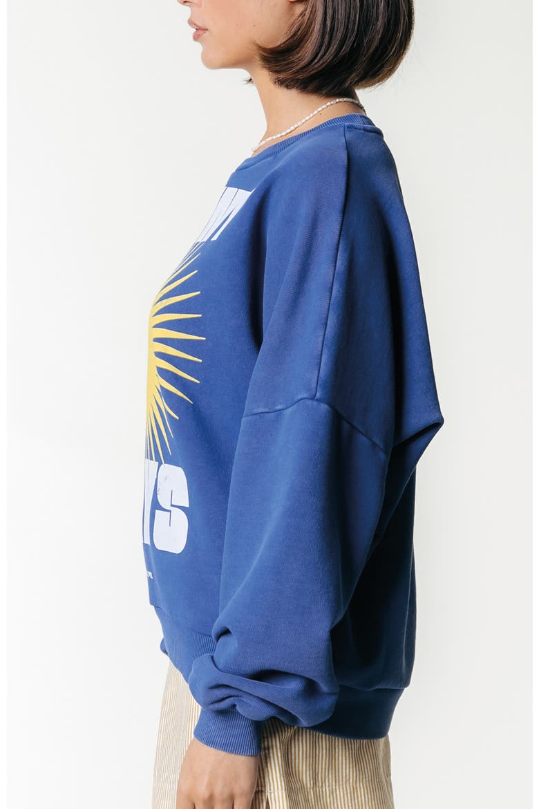 Sunny Days Acid Wash Dropped Shoulder Sweat, Alternate, color, Bright blue