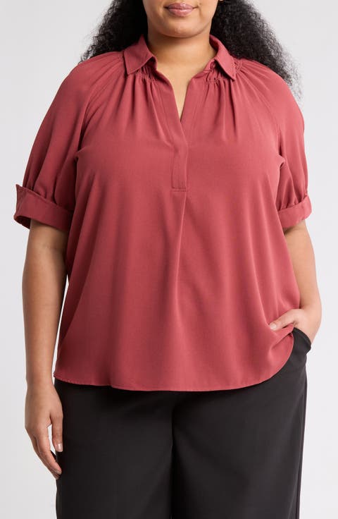 Short Sleeve Blouse (Plus Size)