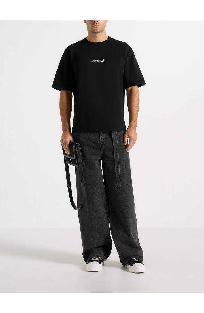 Manière De Voir Unisex Signature Relaxed Fit Cotton T-Shirt, Alternate, color, Black