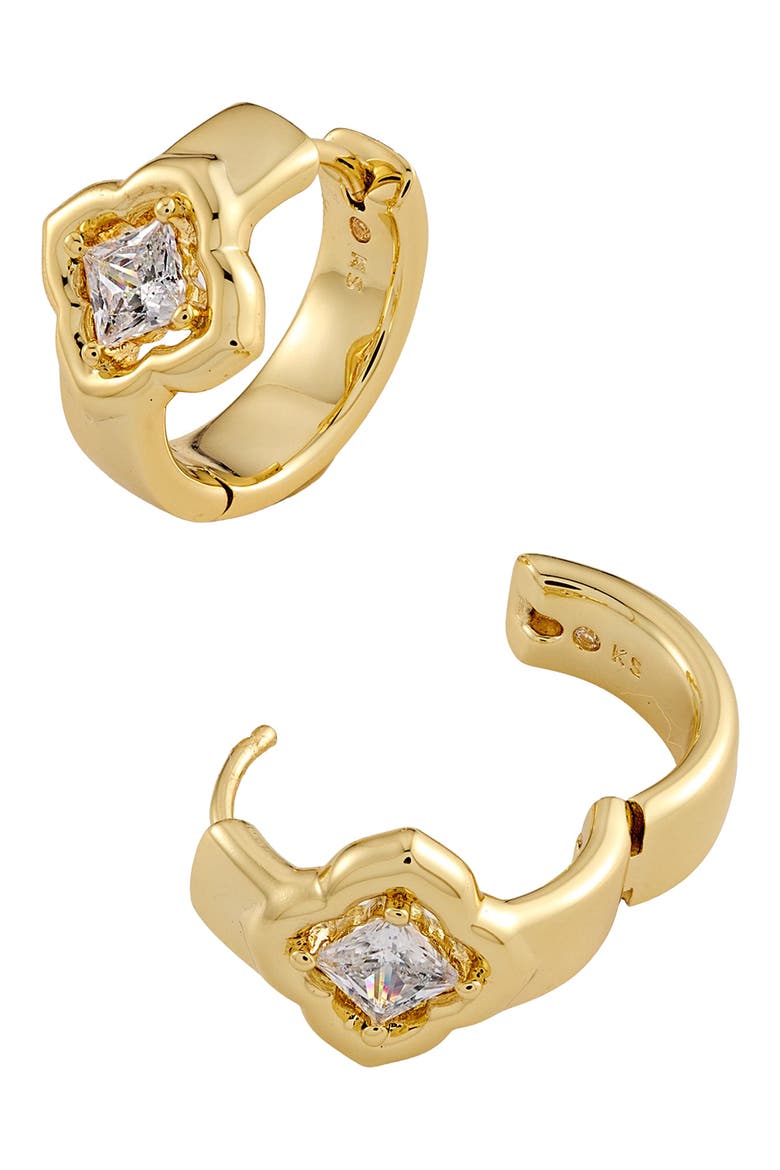 Mallory Crystal Huggie Hoop Earrings, Alternate, color, GOLD METAL