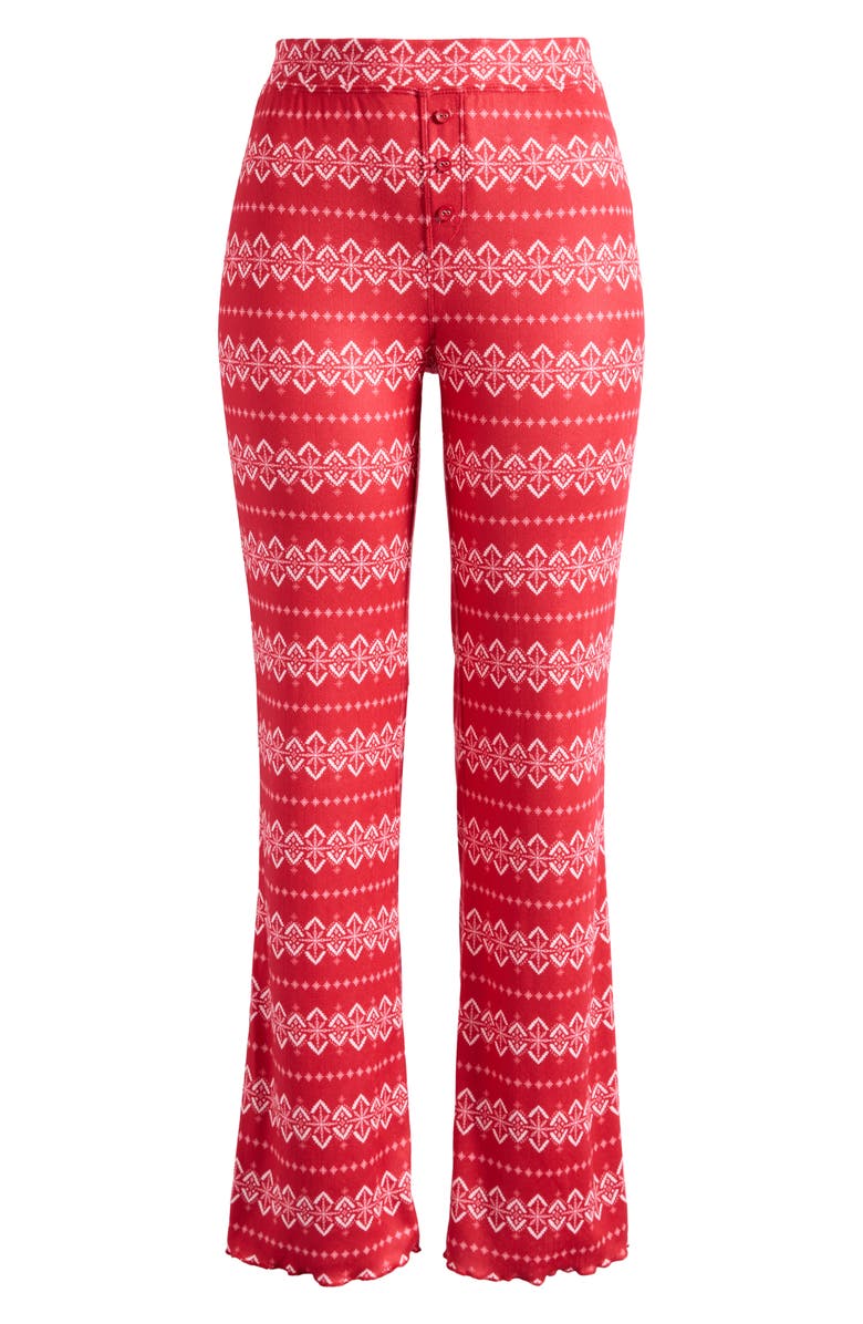 PJ Salvage Crazy for the Holidays Brushed Pointelle Pajama Pants, Alternate, color, Samba Red
