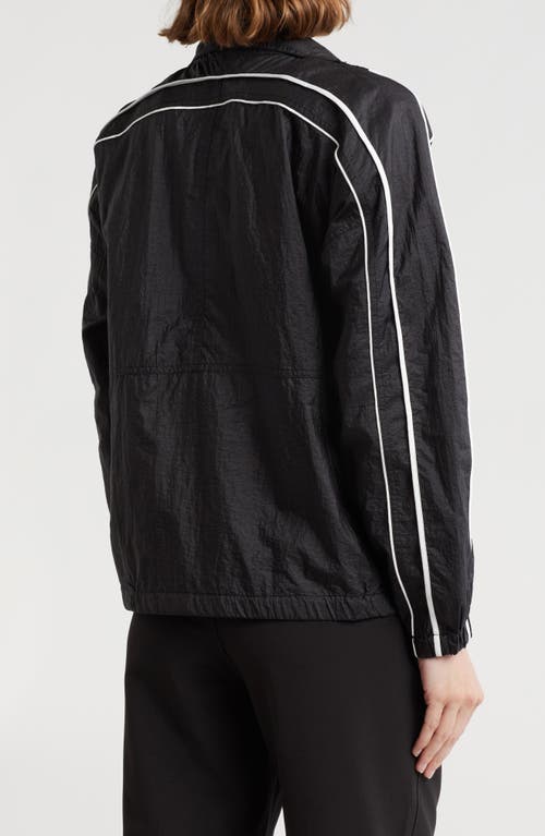 Jessica Simpson Contrast Piping Nylon Track Jacket In Meteorite/bright White