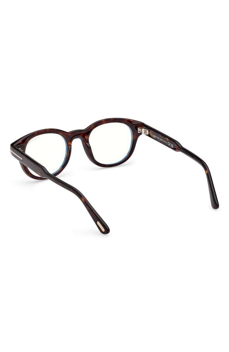 TOM FORD 47mm Round Optical Glasses, Alternate, color, Shiny Classic Dark Havana