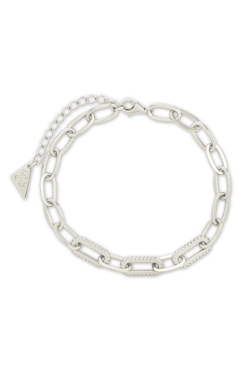 Sterling Forever Hallie Paper Clip Chain Bracelet, Main, color, Silver