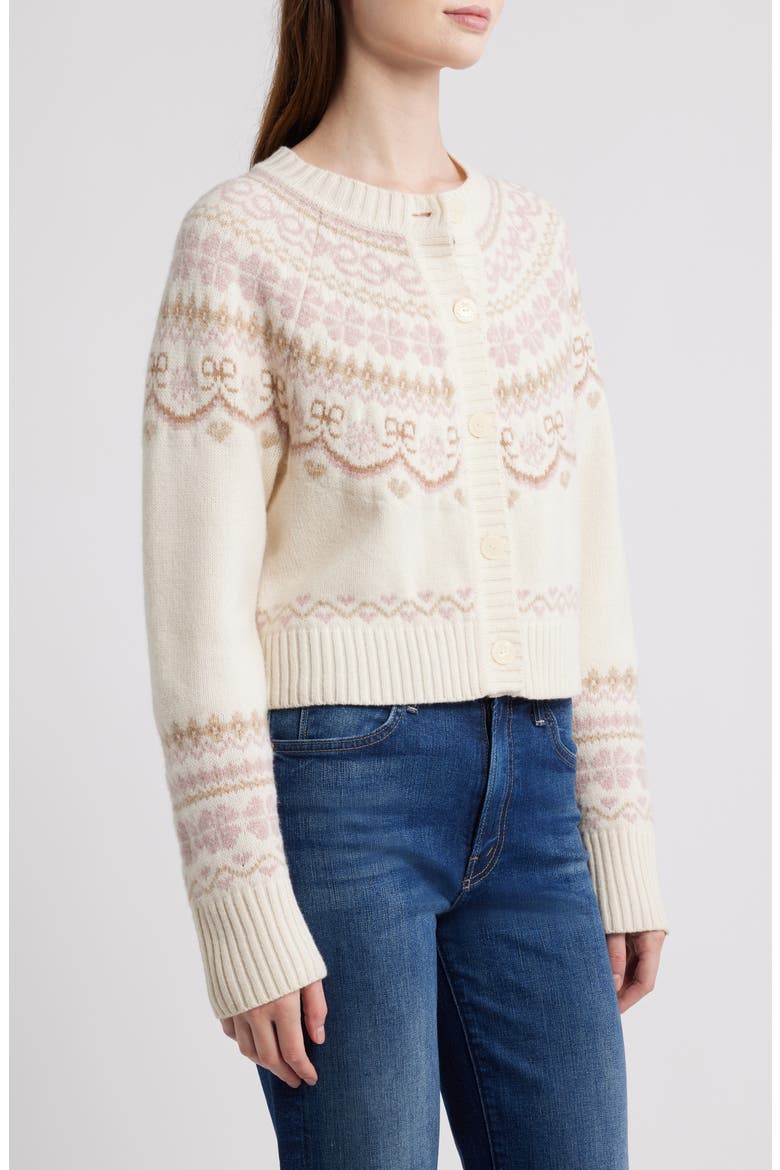 Shantae Fair Isle Merino Wool Cardigan, Alternate, color, PINK CHAMPAGNE