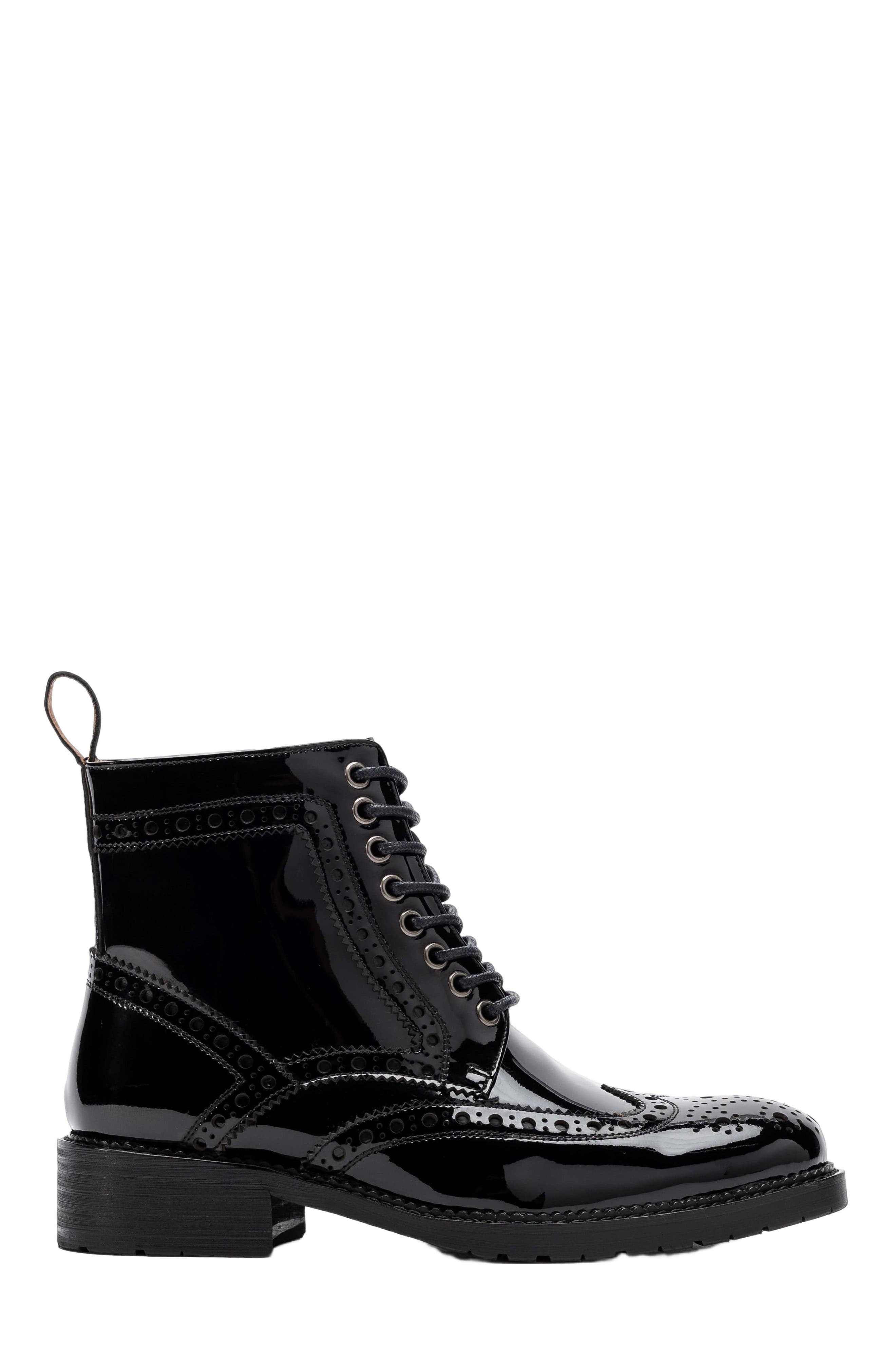 MARC NOLAN Ms. Belmont Wingtip Boots, Main, color, Black Patent