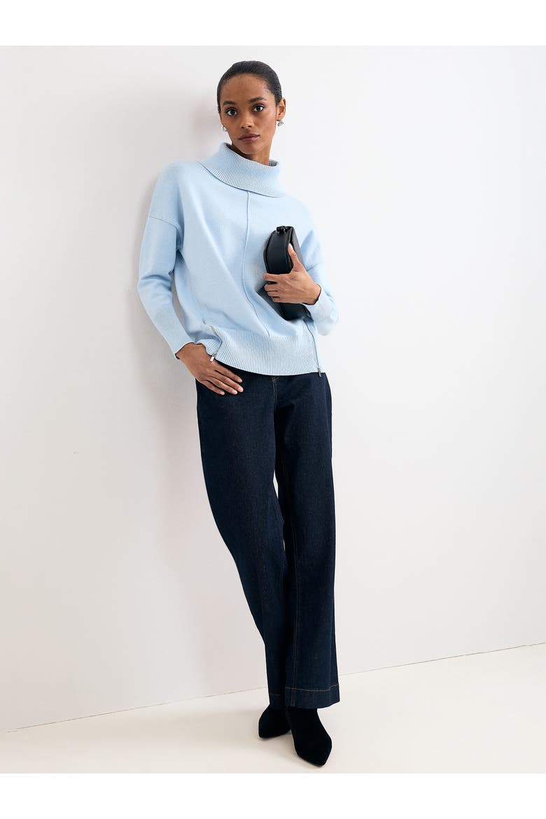 Steph Roll Neck Side-Zip Knitted Jumper, Alternate, color, Pale Blue