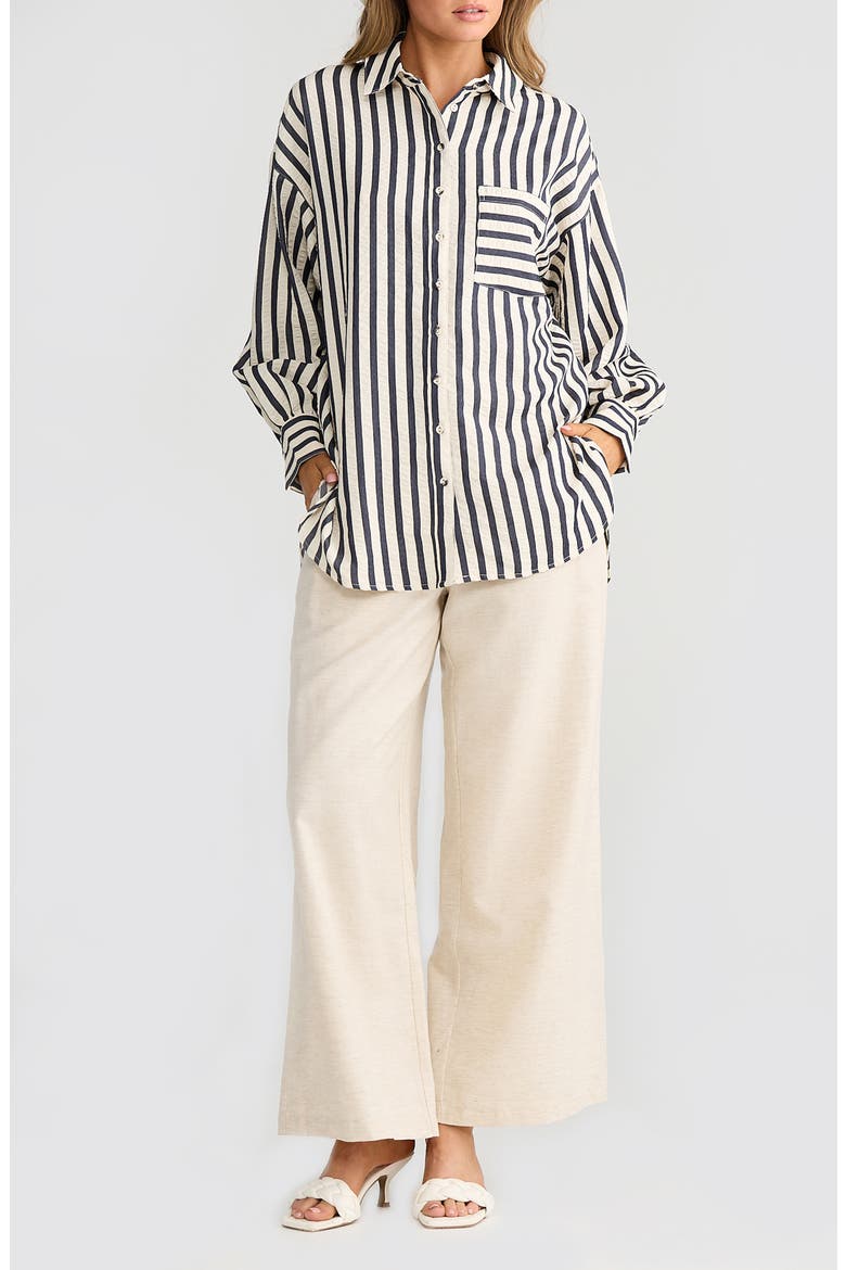 Ezra Patch Pocket Stripe Shirt, Alternate, color, BLACK STRIPE