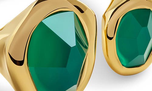 Monica Vinader Gold Odyssey Gemstone Open Ring Green Onyx In Multi