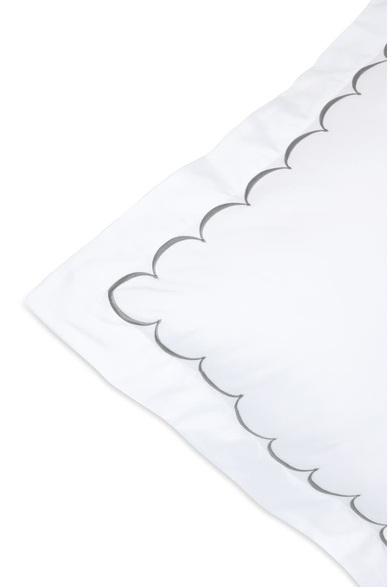 Set of 2 Scallop Embroidered 600 Thread Count 100% Cotton Euro Shams, Alternate, color, GREY