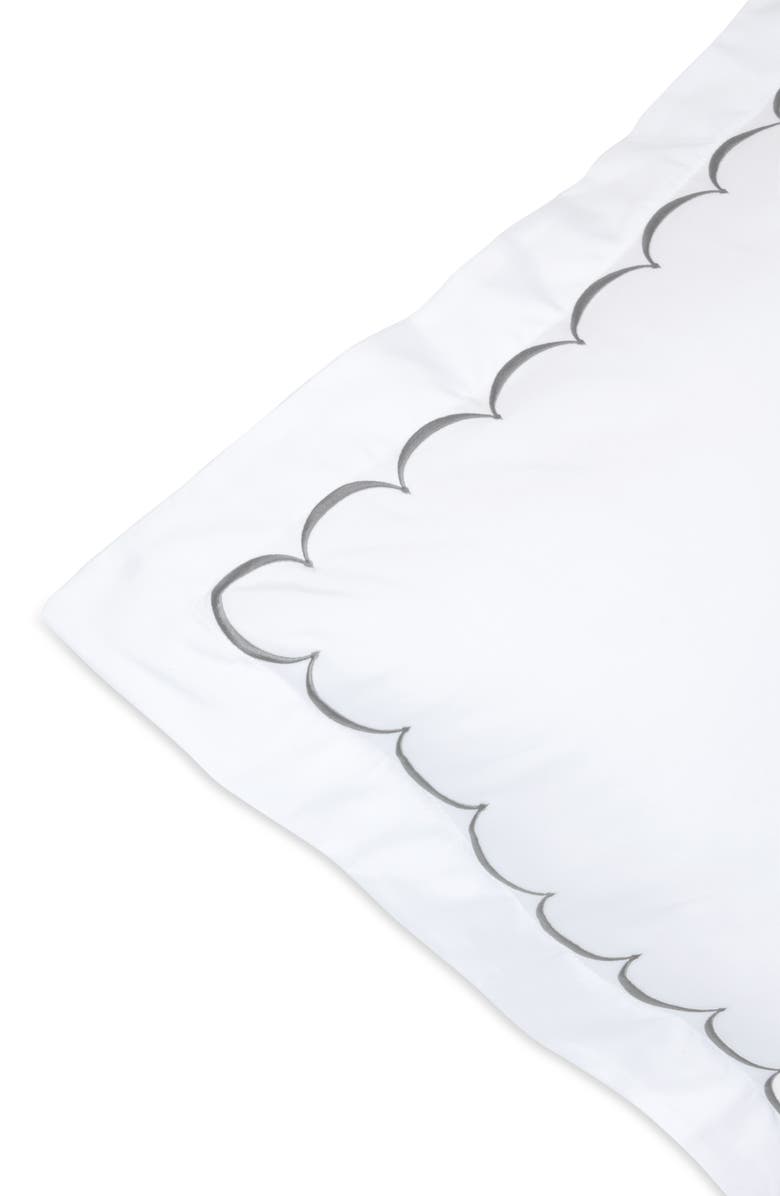 MELANGE HOME Set of 2 Scallop Embroidered 600 Thread Count 100% Cotton Euro Shams, Alternate, color, Grey