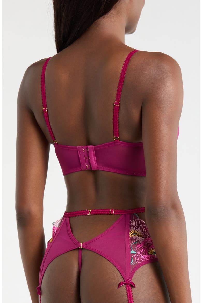 Underwire Bra, G-String & Garter Belt Set, Alternate, color, DHALIA