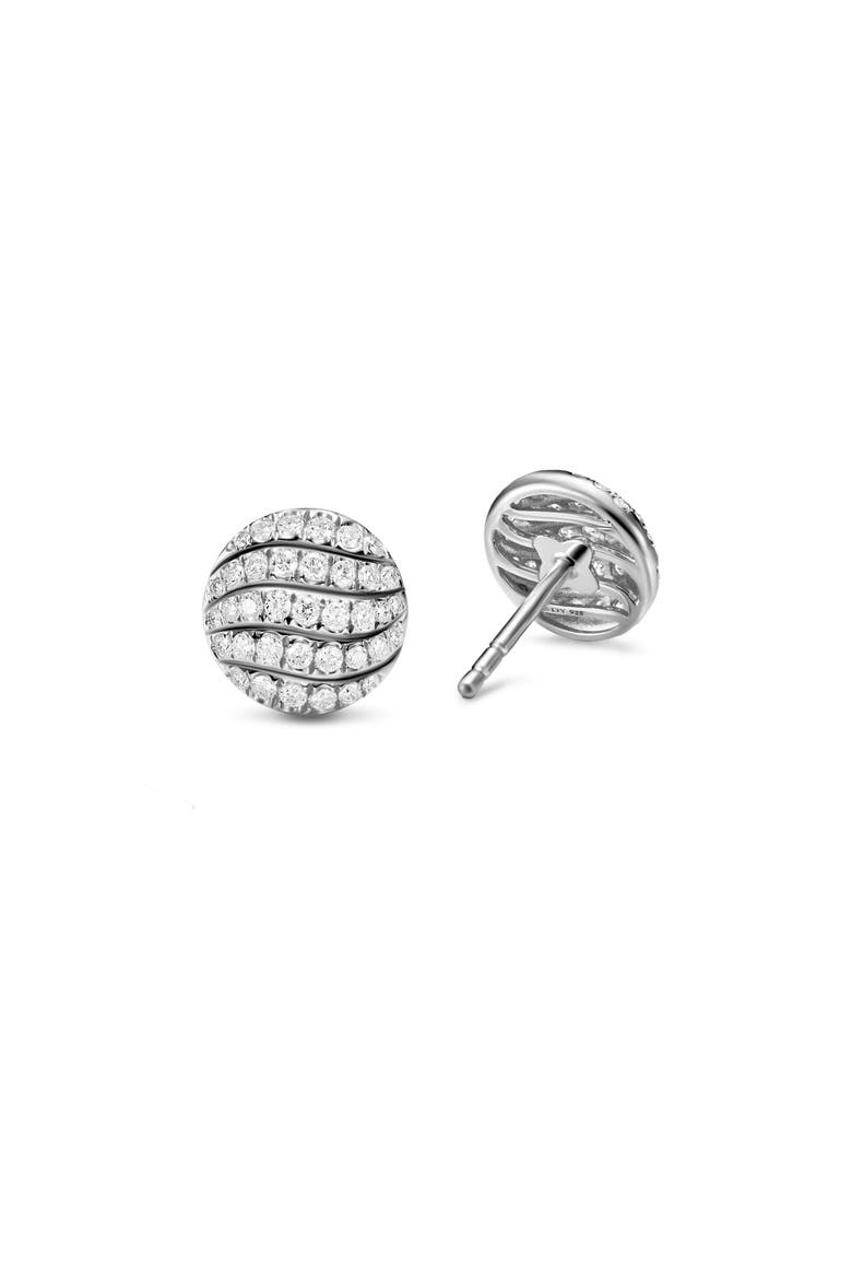 Sculpted Cable 9mm Sterling Silver Diamond Stud Earrings, Alternate, color, SILVER PAVE