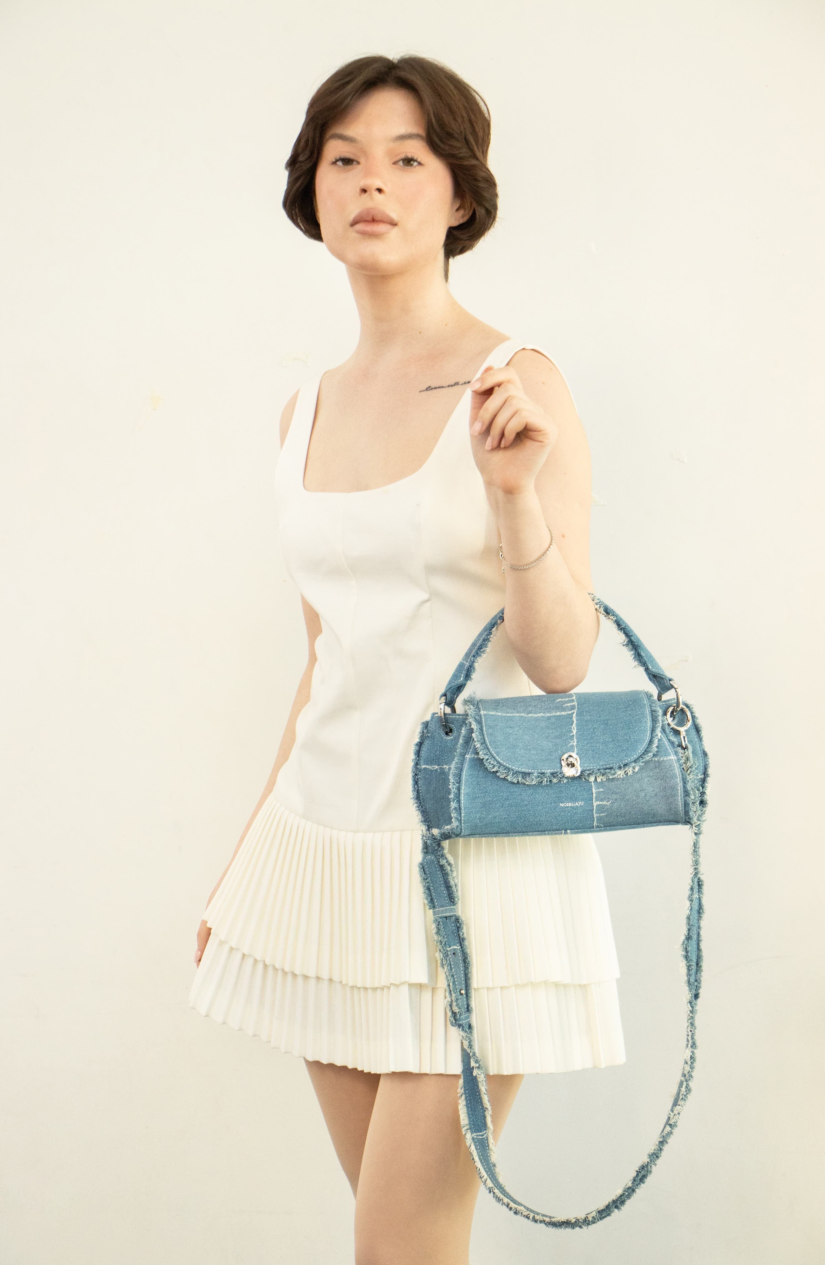 NOIRGAZE Scallop in Denim Bag, Alternate, color, Denim