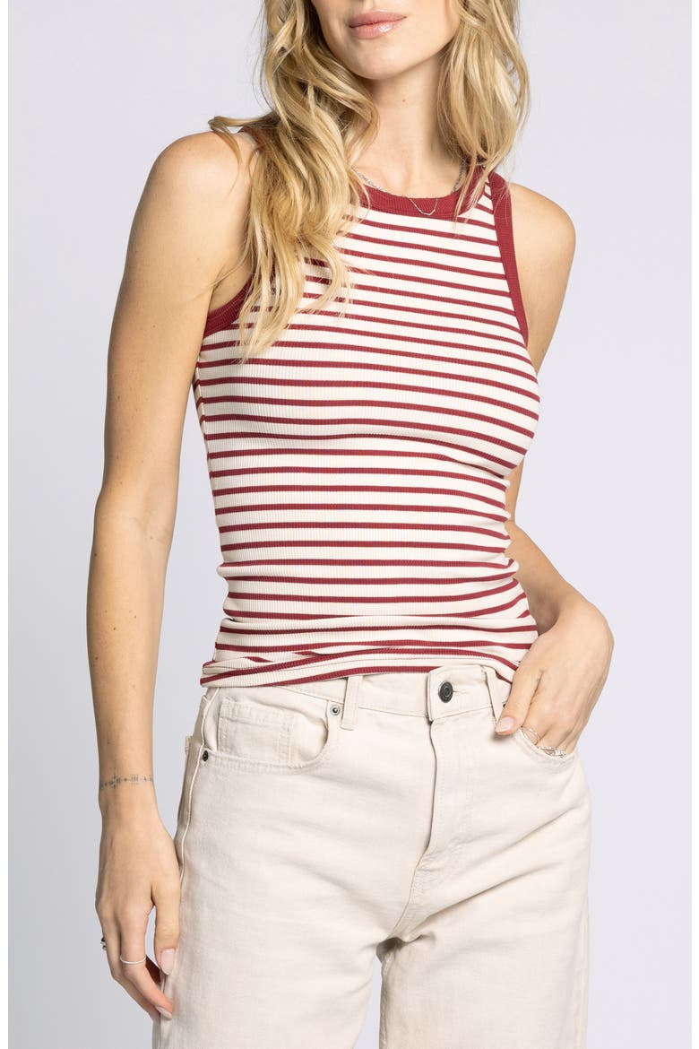 Ellen Stretch Cotton Blend Rib Tank Top, Main, color, SAND RED