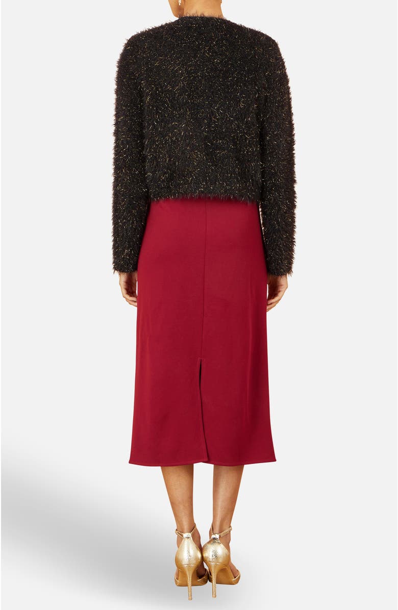 Yumi Metallic Fluffy Eyelash Bolero, Alternate, color, Black