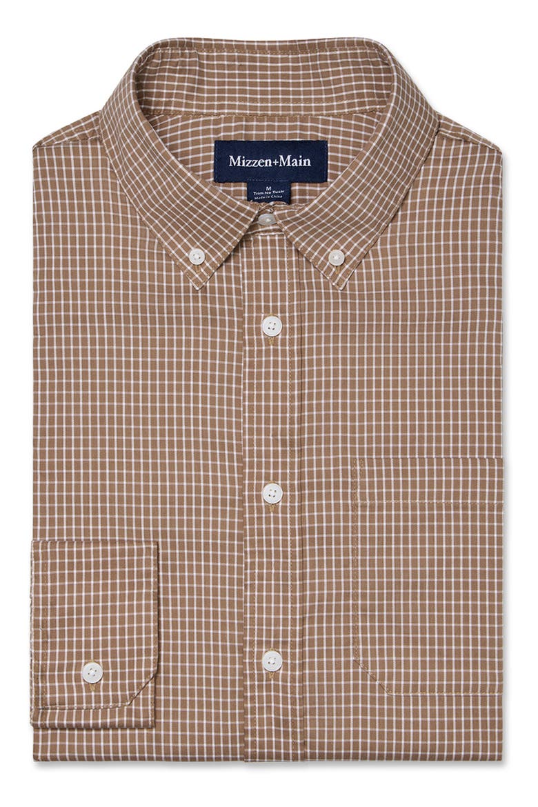 Kennedy Trim Fit Grid Button-Down Shirt, Alternate, color, MOCHA EVERETT GRID