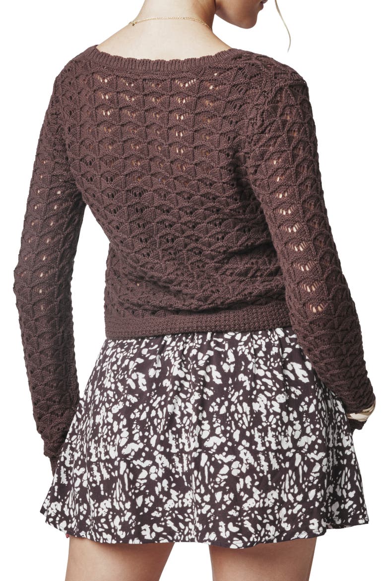 Textured Knit Cropped Cardigan, Alternate, color, CANYON BROWN