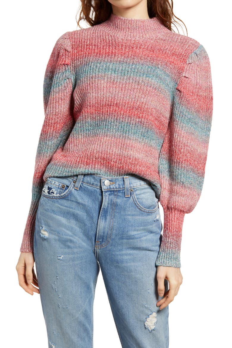 Stripe Space Dye Sweater, Main, color, RED COUTURE SPACEDYE