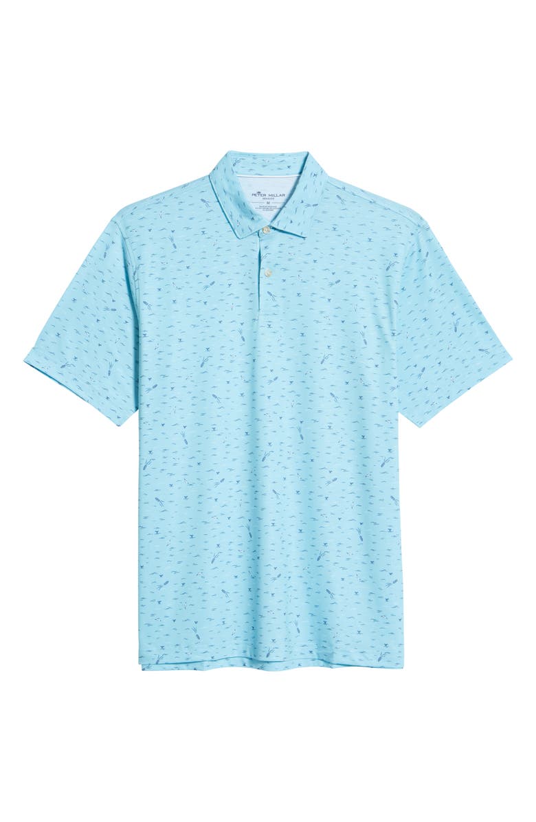 Peter Millar Men's drirelease<sup>®</sup> Whales & Waves Print Short Sleeve Performance Polo, Alternate, color,