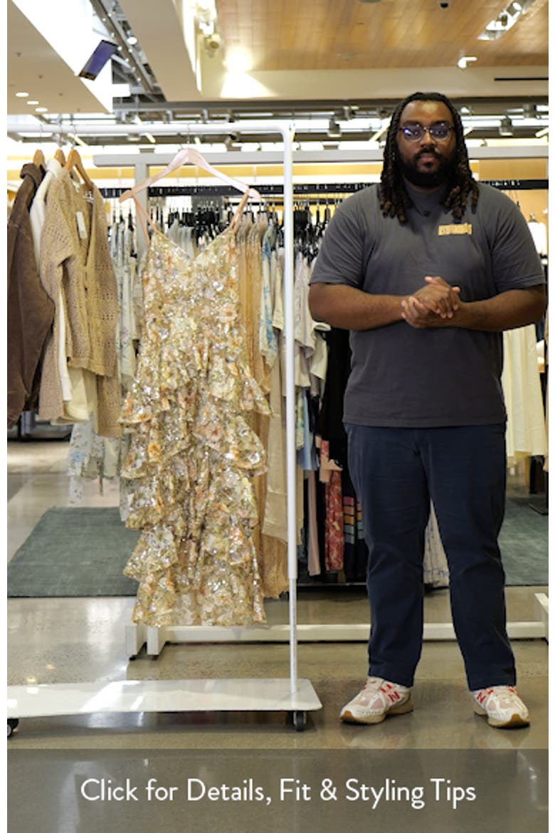Saffron Beaded Floral Tiered Cocktail Midi Dress video