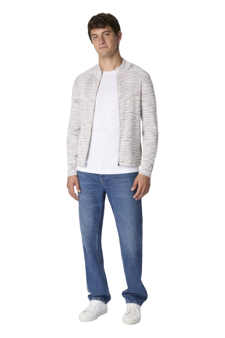 Ribbed Cotton Cardigan With Mock Neck And Space-dye Texture, Main, color, Multicoloured