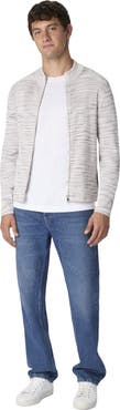 Missoni Ribbed Cotton Cardigan With Mock Neck And Space-dye Texture