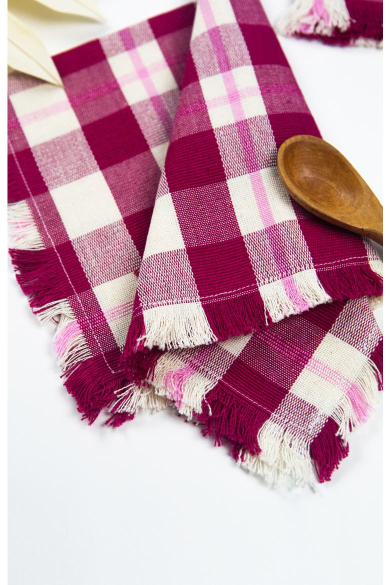 Handwoven Abigail Cranberry Cotton Party Napkins, Set of 4, Alternate, color, Red