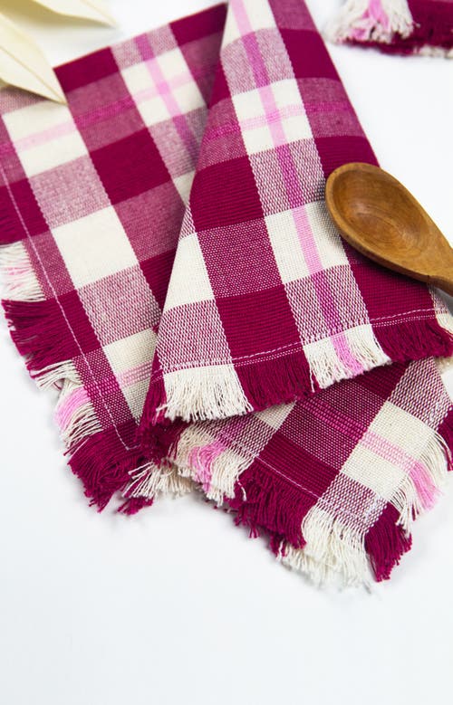 Archive New York Handwoven Abigail Cranberry Cotton Party Napkins, Set Of 4 In Red