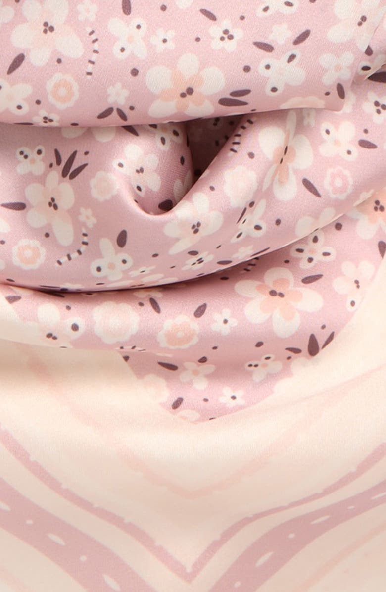 Treasure & Bond Square Satin Scarf, Alternate, color, Pink Babys- Breath