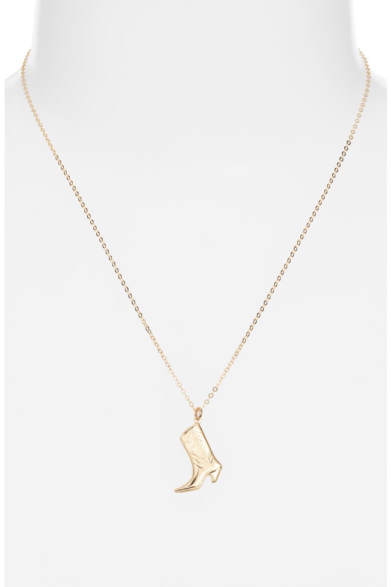 Cowgirl Boot Pendant Necklace, Alternate, color, GOLD FILL