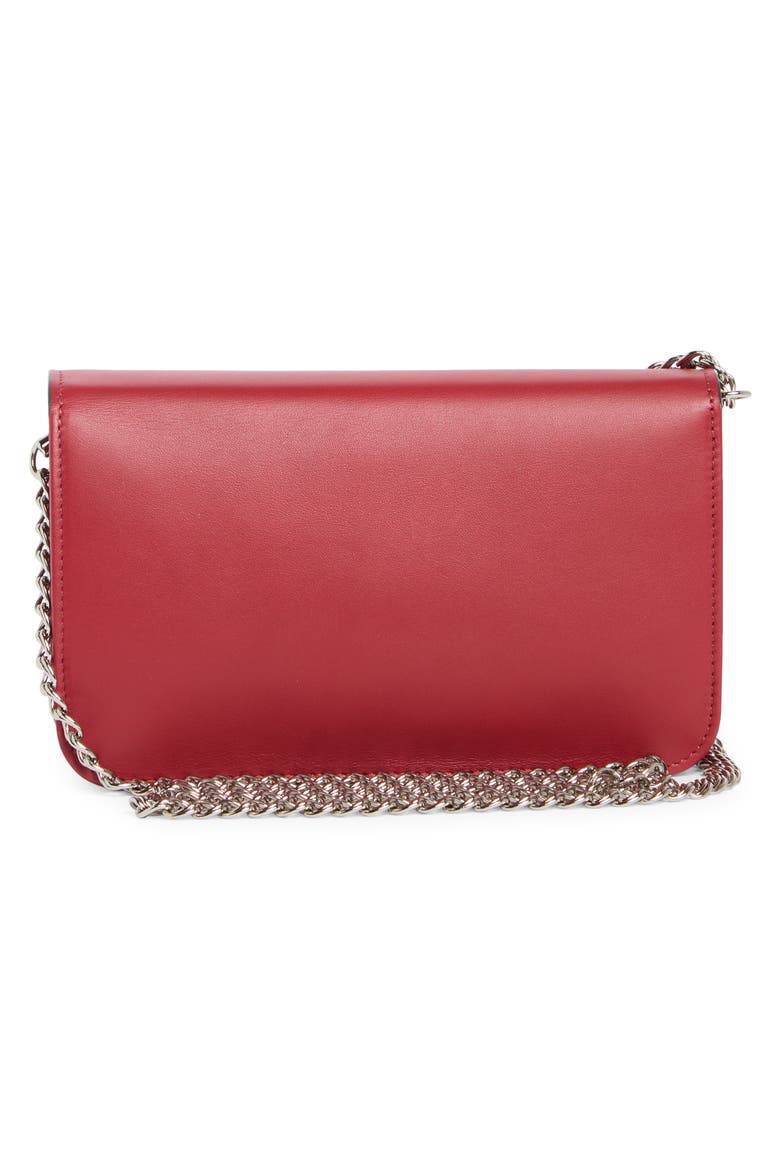 Mademoiselle Leather Wallet on a Chain, Alternate, color, GARNET RED