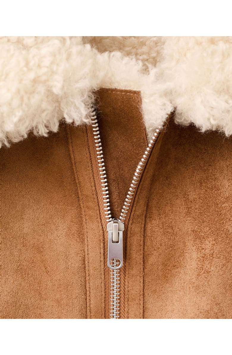 MANGO Adriana Faux Sheraling Jacket, Alternate, color, Brown