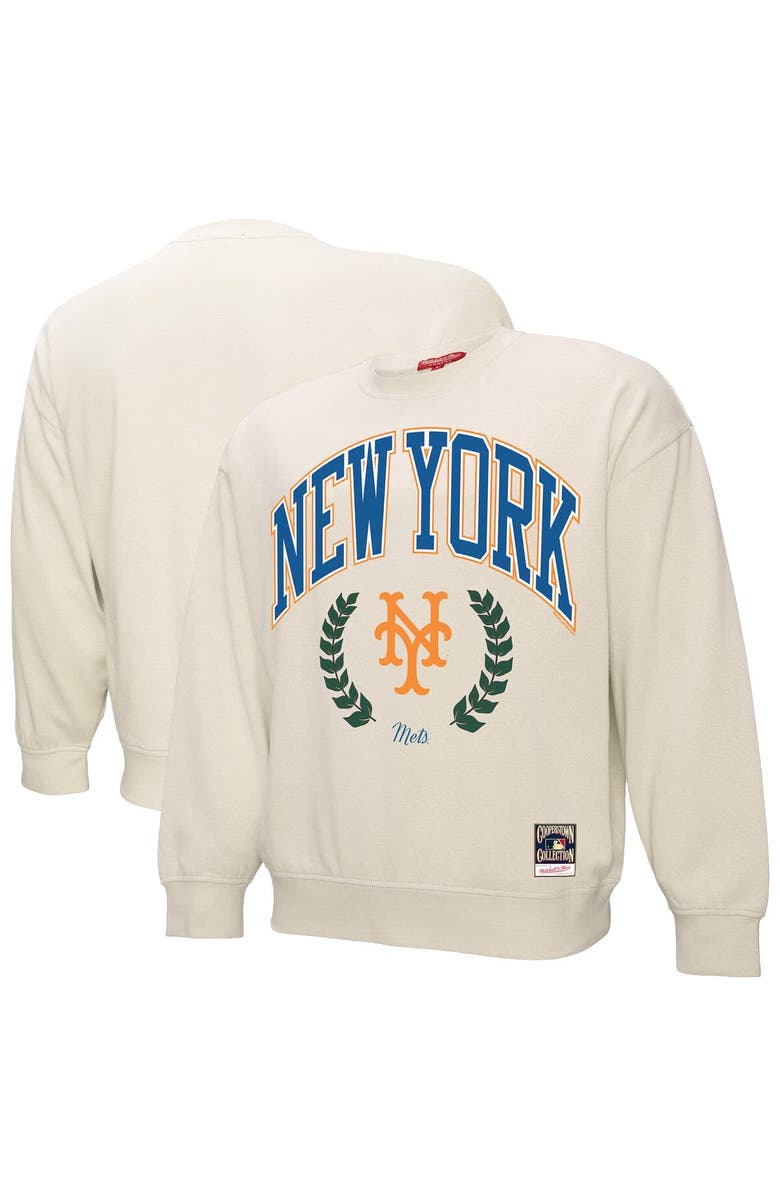 Mitchell & Ness Women's Mitchell & Ness Cream New York Mets Cooperstown Collection Laurel Pullover Sweatshirt, Main, color, 