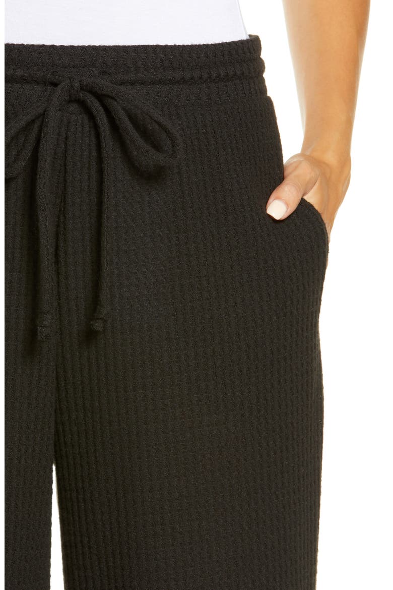 Waffle Knit Wide Leg Lounge Pants, Alternate, color, BLACK