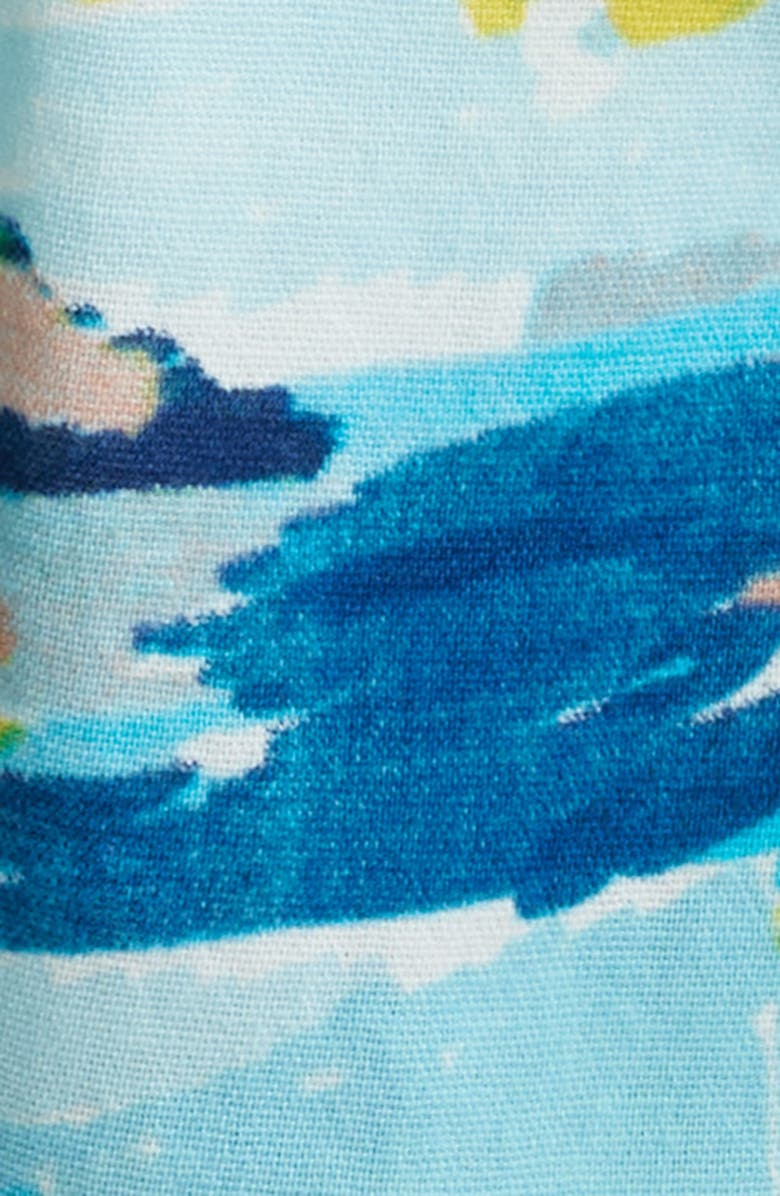 CITY BLUES Allover Print Faux Wrap Shirt, Alternate, color, Aqua Multi